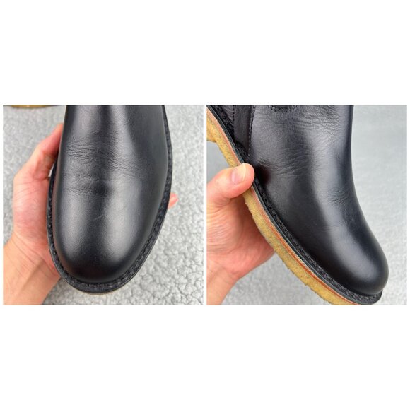 A.P.C. Boots Mens 8 / EU 41 Shoes Black Leather Crepe Sole Chelsea Ankle Zip APC - Picture 12 of 13